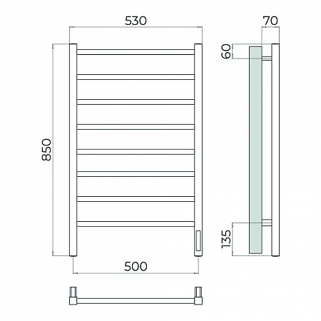 Ватикан П8 500х850 Электро (quick touch) Полотенцесушитель TERMINUS Сатин Кинешма - фото 4 Ватикан П8 500х850 Электро (quick touch) Полотенцесушитель TERMINUS Сатин Кинешма - фото 4