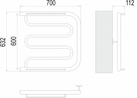 Фокстрот БШ 600х700 Полотенцесушитель  TERMINUS Кинешма - фото 3