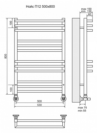 Нойс П12 500х800 Полотенцесушитель  TERMINUS Кинешма - фото 3