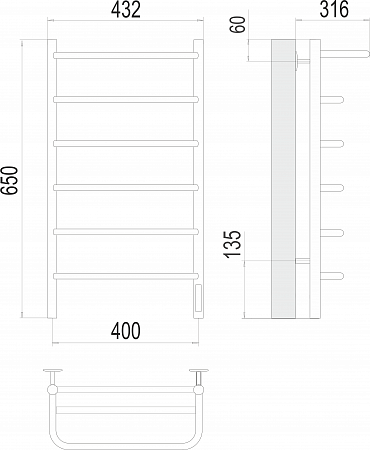 Полка П6 400х650 Электро (quick touch) Полотенцесушитель  TERMINUS Кинешма - фото 3