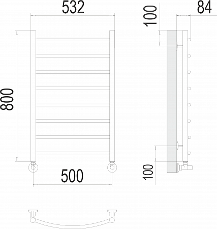 Классик П8 500х800 Полотенцесушитель  TERMINUS Кинешма - фото 3