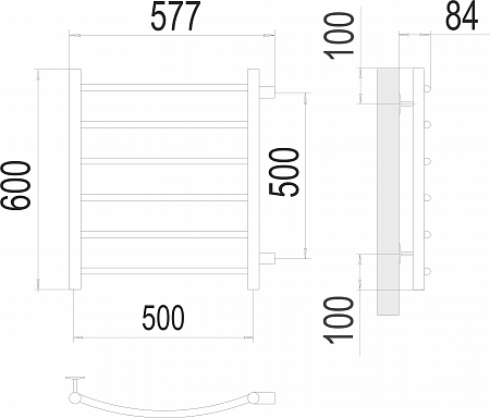 Классик П6 500х600 бп500 Полотенцесушитель  TERMINUS Кинешма - фото 3