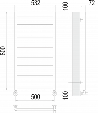 Аврора П8 500х800 Полотенцесушитель  TERMINUS Кинешма - фото 3