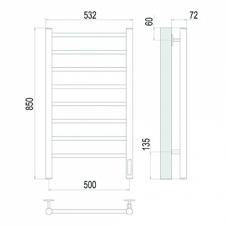 Аврора П8 500х850 Электро Полотенцесушитель TERMINUS Оружейная сталь Кинешма - фото 4 Аврора П8 500х850 Электро Полотенцесушитель TERMINUS Оружейная сталь Кинешма - фото 4