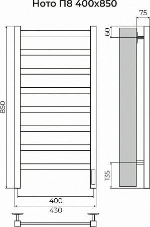 Ното П8 400х850 Электро (quick touch) Полотенцесушитель TERMINUS Кинешма - фото 3