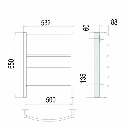 Классик П6 500х650 Электро (quick touch) Полотенцесушитель TERMINUS Сатин Кинешма - фото 4 Классик П6 500х650 Электро (quick touch) Полотенцесушитель TERMINUS Сатин Кинешма - фото 4