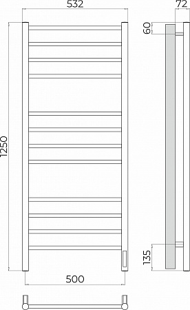 Аврора П12 500х1250 Электро (quick touch) Полотенцесушитель TERMINUS Кинешма - фото 3