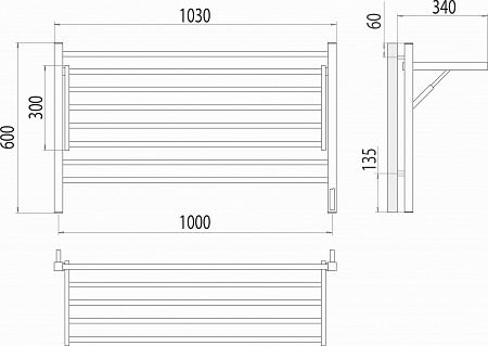 Горизонт П8 1000х600 электро КС ЧЕРНЫЙ МУАР (sensor quick touch) Полотенцесушитель TERMINUS Кинешма - фото 5