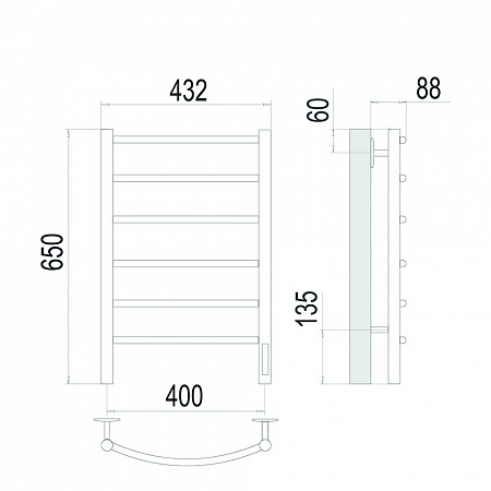 Классик П6 400х650 Электро (quick touch) Полотенцесушитель TERMINUS Сатин Кинешма - фото 4 Классик П6 400х650 Электро (quick touch) Полотенцесушитель TERMINUS Сатин Кинешма - фото 4